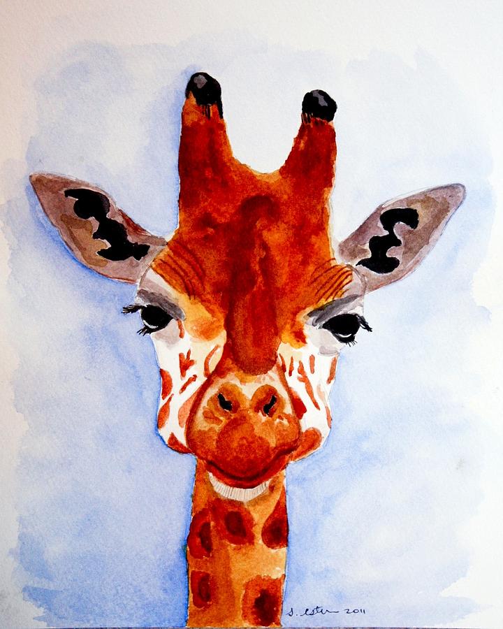 720x900 Watercolor Giraffe Painting By Stephanie Estrin - Giraffe Head Painting
