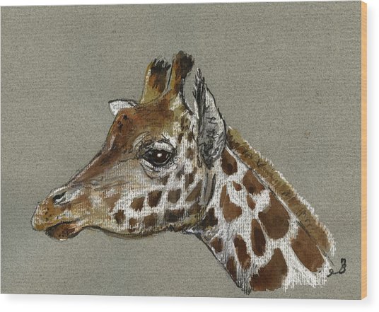 536x441 Giraffe Head Study Painting By Juan Bosco - Giraffe Head Painting