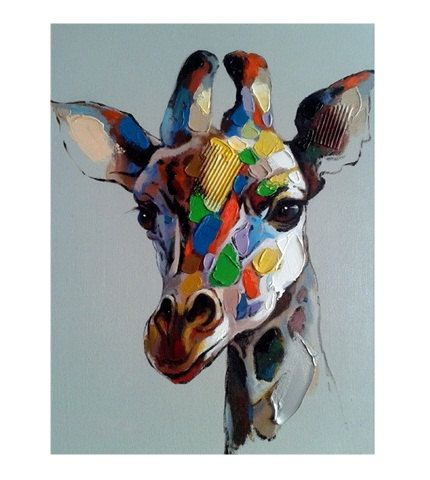 430x480 Head Of A Giraffe Oil Painting On Canvas Giraffe - Giraffe Oil Painting