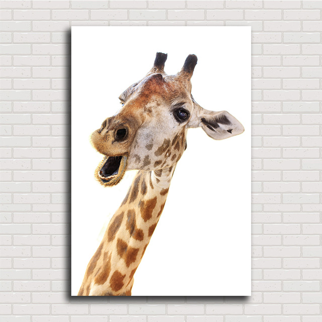 640x640 High Quality Loving Animal Canvas Framelss Oil Painting Cute - Giraffe Oil Painting