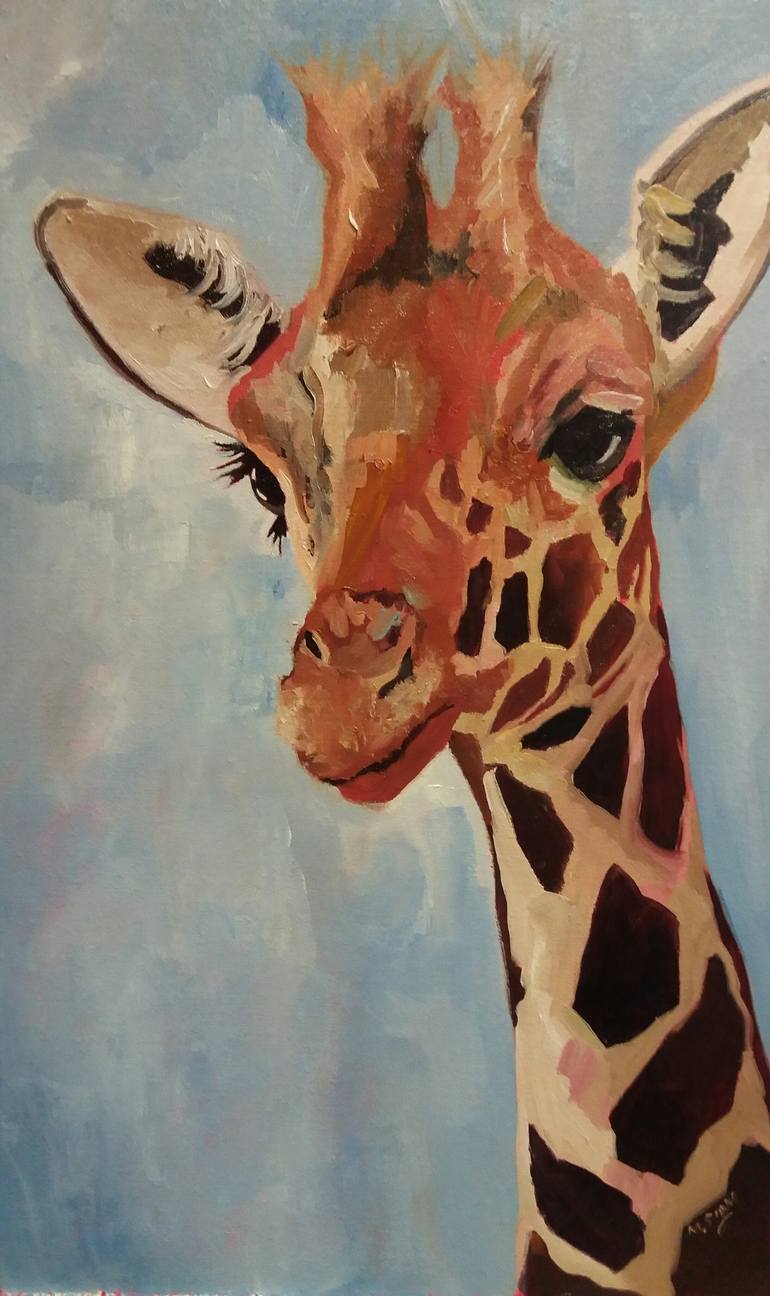 770x1296 Saatchi Art Jerry Giraffe Oil On Mdf Canvas Board A Funky Fun - Giraffe Oil Painting