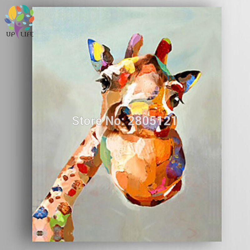 800x800 Hand Painted Canvas Oil Painting Cartoon Canvas Art Cute Lovely - Giraffe Oil Painting