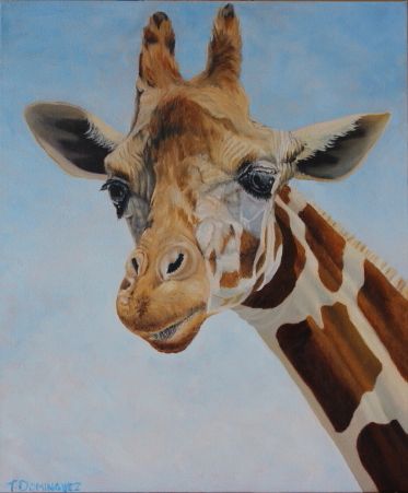 373x451 Original Oil Painting By Artist Tracy - Giraffe Oil Painting