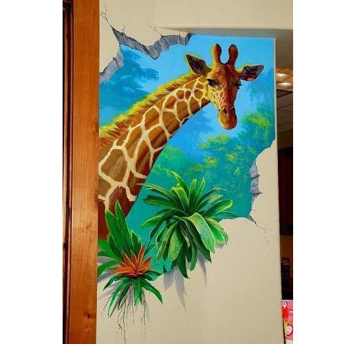 500x500 Giraffe Wall Painting - Giraffe Painting