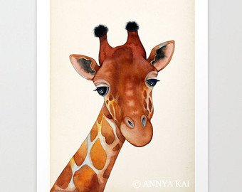 340x270 Giraffe Painting Etsy - Giraffe Painting