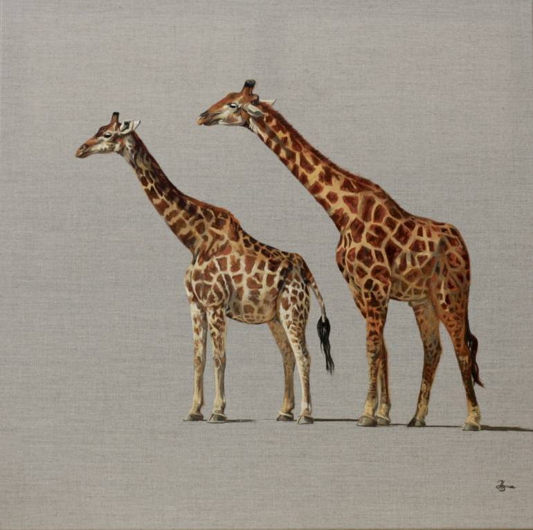 770x765 Saatchi Art Pair Of Giraffe Painting By Hannah Bruce - Giraffe Painting