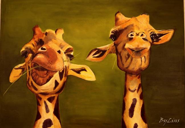 650x452 Giraffe Painting 2 Buddies By Lindsey Janich - Giraffe Painting