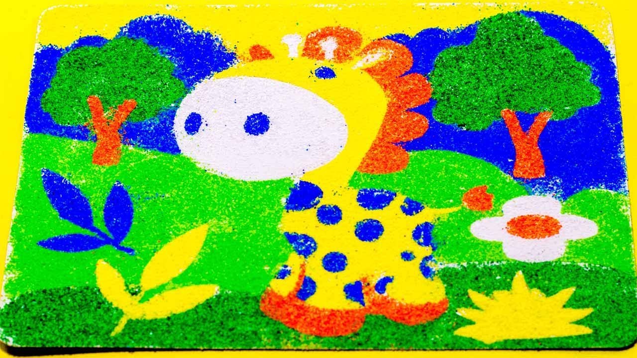 1280x720 Giraffe Sand Painting How To Make Sand Painting Sand Painting - Giraffe Painting For Kids