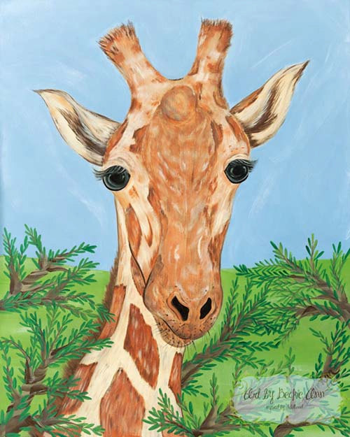 500x625 Items Similar To Giraffe African Savanna Safari Animals Kids Girls - Giraffe Painting For Kids
