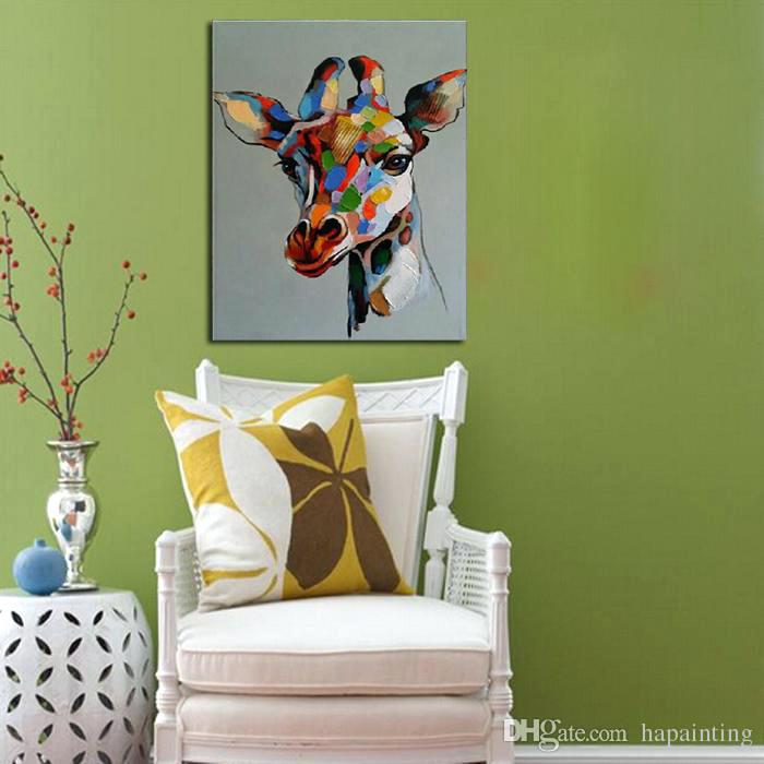 700x700 Giraffe Paintings On Canvas Handmade Abstract Cute Baby Giraffe - Giraffe Painting On Canvas