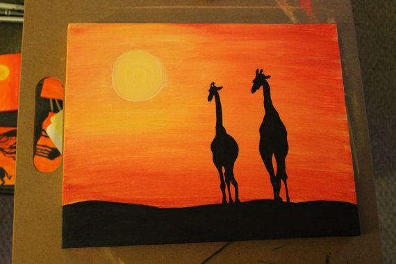 570x380 Giraffe Acrylic Canvas Painting. Erica Ivanoff You Should Paint - Giraffe Painting On Canvas
