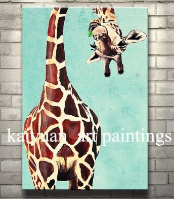 344x392 Hand Painted Giraffe Art Painting On Canvas Lovely Animal Paints - Giraffe Painting On Canvas