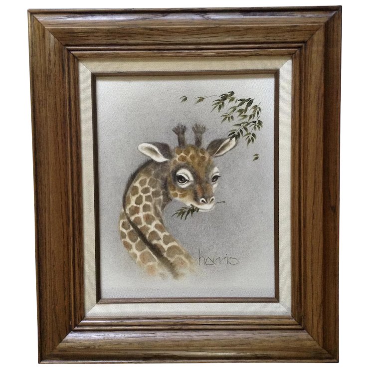 740x740 Peggy Harris, Oil Painting On Canvas Baby Giraffe Out To Lunch - Giraffe Painting On Canvas