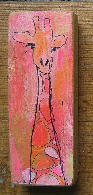 307x640 Sharpie Giraffe On Painted Canvas Inspiration - Giraffe Painting On Canvas