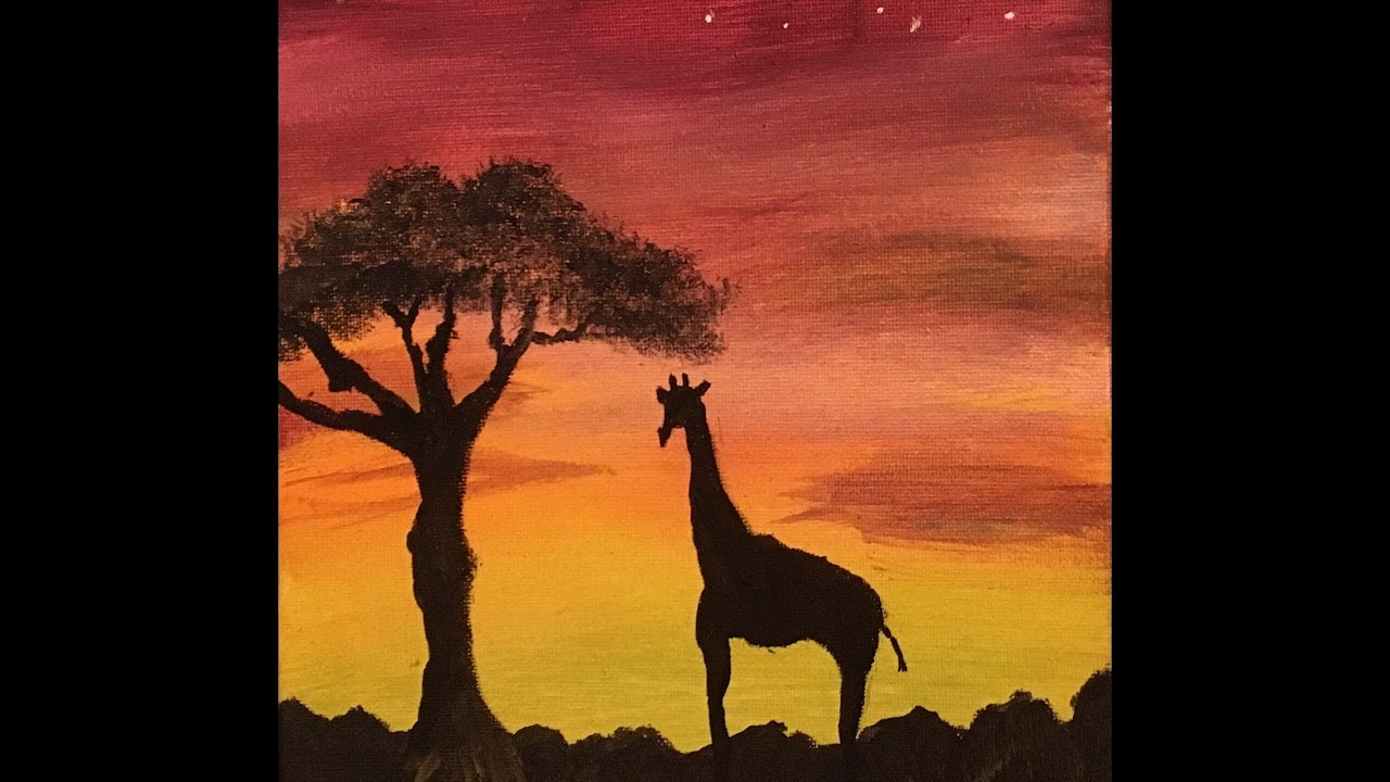 1280x720 Giraffe Silhouette Speed Painting - Giraffe Silhouette Painting