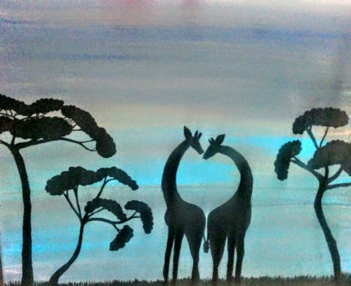 500x408 Miller's Ale House Tallahassee 4252016 Paint Nite Event - Giraffe Silhouette Painting