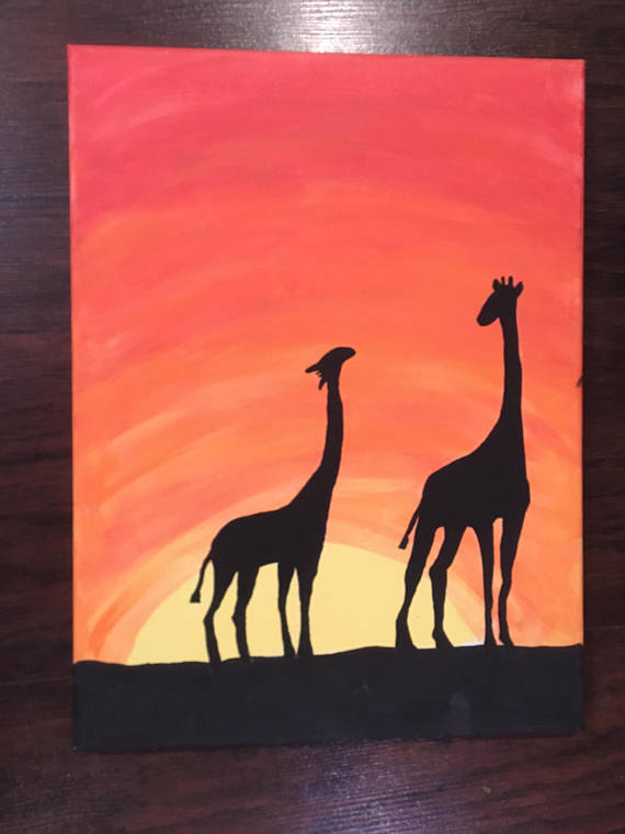 570x760 Giraffe Silhouette Painting - Giraffe Silhouette Painting