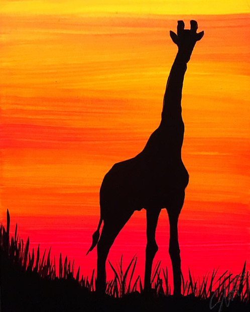 Giraffe Silhouette Painting at PaintingValley.com | Explore collection ...