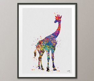 300x260 Giraffe Watercolor Painting Print Archival Fine Art For Kids - Giraffe Watercolor Painting
