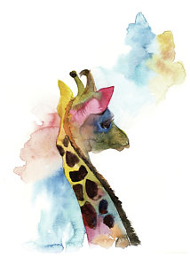 214x300 Giraffe Watercolor Paintings Fine Art America - Giraffe Watercolor Painting