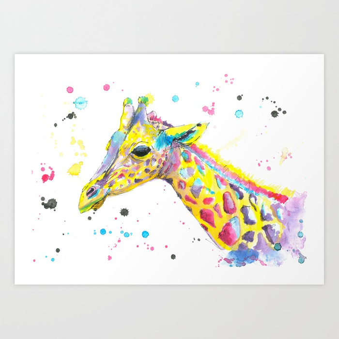 700x700 Giraffe - Giraffe Watercolor Painting