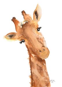 214x299 Giraffe Lashes Original Watercolor Painting Beth Suter Art - Giraffe Watercolor Painting