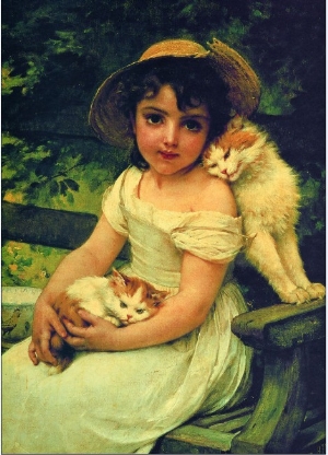 Girl And Cat Painting at PaintingValley.com | Explore collection of ...