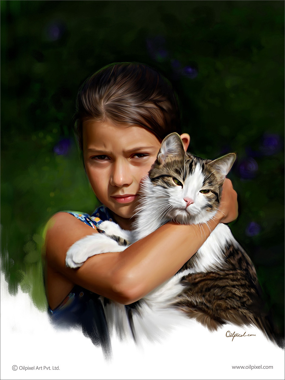 Girl And Cat Painting at Explore collection of