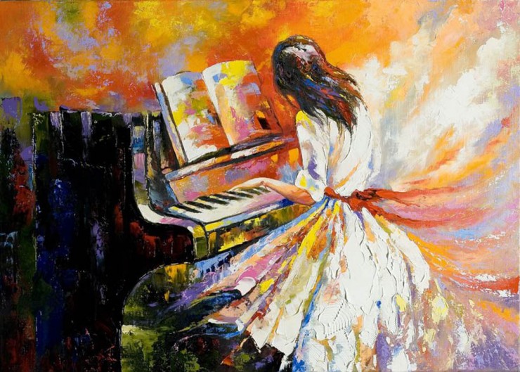 740x529 History Of The Piano Thepiano.sg - Girl At Piano Painting