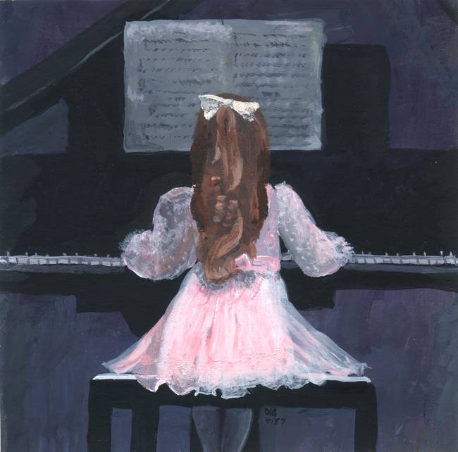 650x642 Piano Girl By Deb Tuchsen - Girl At Piano Painting