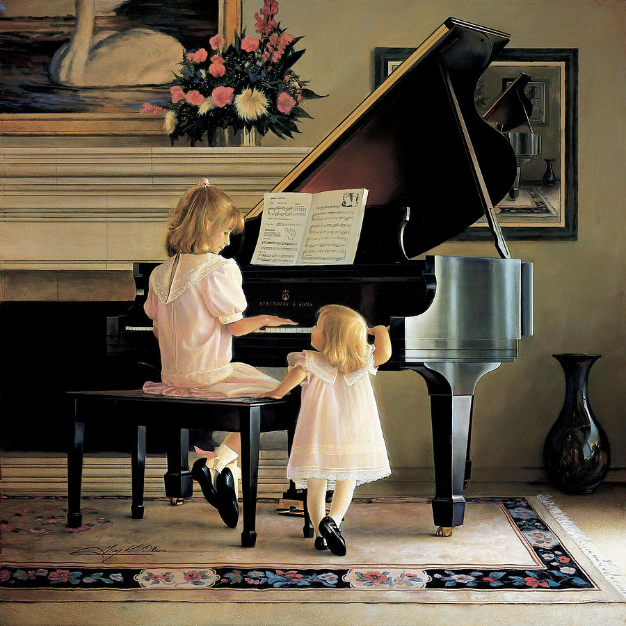 900x900 Dress Rehearsal Painting By Greg Olsen - Girl At Piano Painting