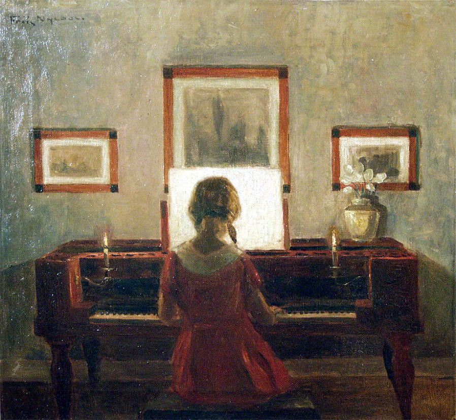 898x826 Filepoul Friis Nybo Girl - Girl At Piano Painting