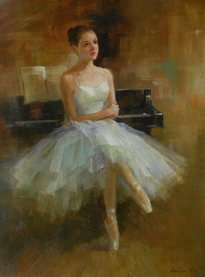 667x900 Girl And Piano Painting By Kelvin Lei - Girl At Piano Painting