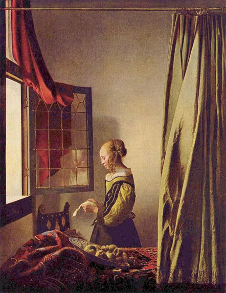462x599 Girl Reading A Letter By An Open Window (5) Johannes Vermeer'S - Girl At Window Painting