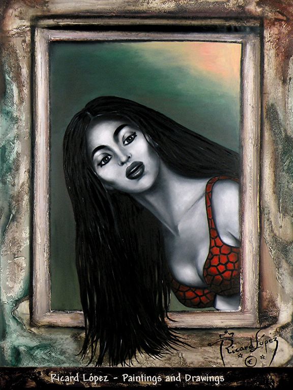 576x768 Girl Leaning Out The Window Ricard - Girl At Window Painting