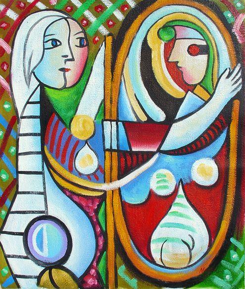 495x583 Girl Before A Mirror - Girl Before A Mirror Painting