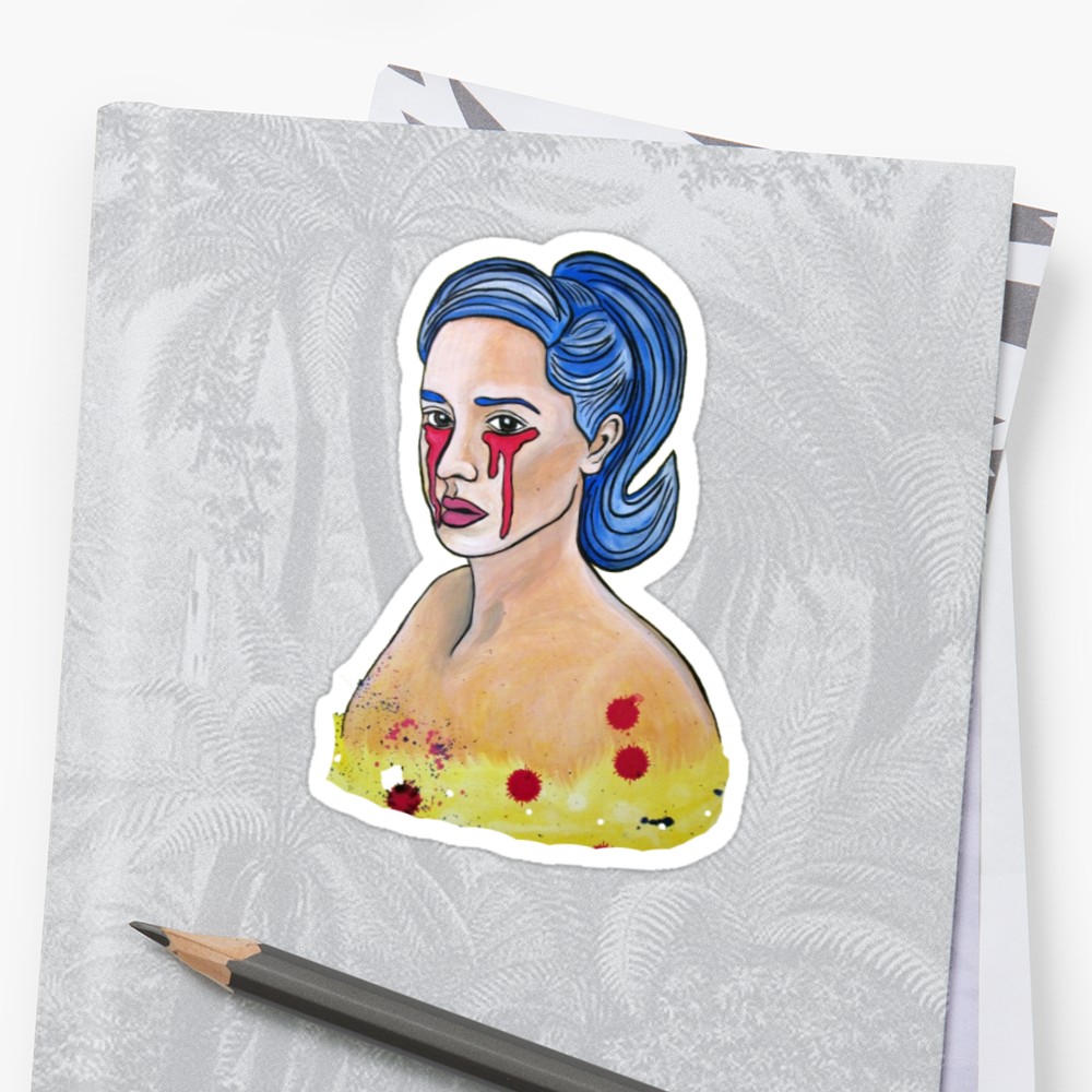 1000x1000 Girl Crying Blood Stickers By Eanyx Redbubble - Girl Crying Blood Painting