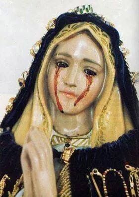 280x395 Part 3 Virgin Mary Statue In St Joseph's Cathedral, A Chaldean - Girl Crying Blood Painting