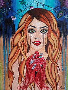 225x300 Crying Blood Art Fine Art America - Girl Crying Blood Painting