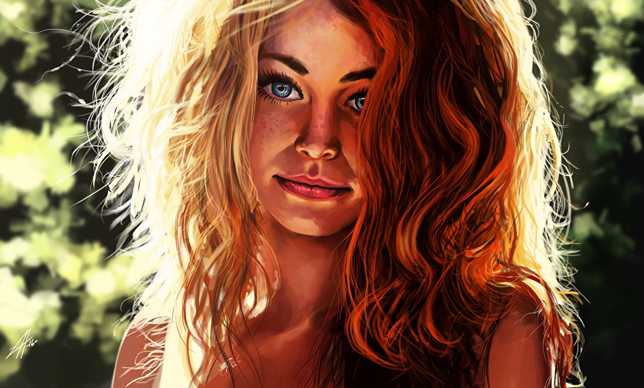 1280x771 Pictures Redhead Girl Hair Girls Painting Art - Girl Hair Painting