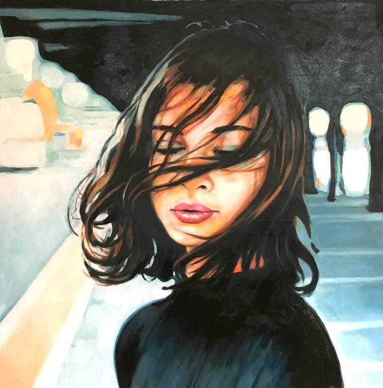 770x781 Saatchi Art Black Messy Hair Painting By Thomas Saliot - Girl Hair Painting