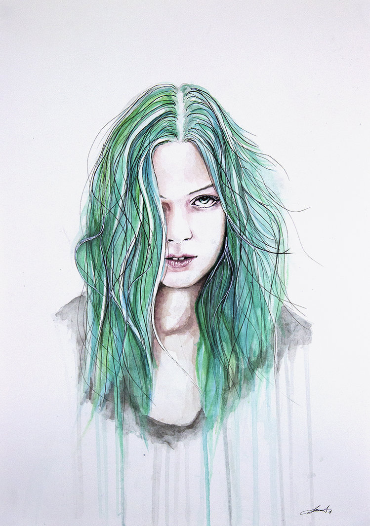 749x1066 The Girl With The Green Hair (2013) By Lawsonrawr - Girl Hair Painting