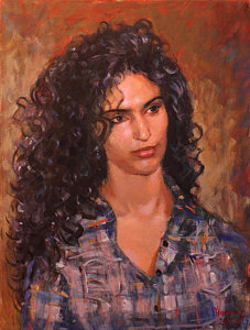 227x300 Curly Hair Girl Paintings Fine Art America - Girl Hair Painting