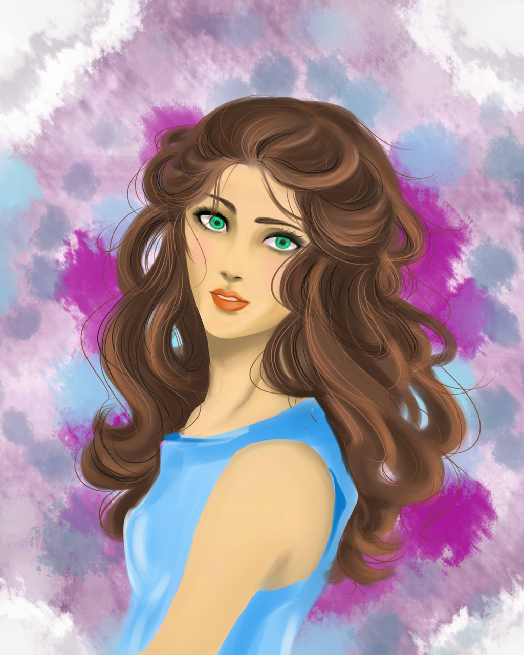 1024x1280 Girl With Brown Hair By Danikuroneko - Girl Hair Painting