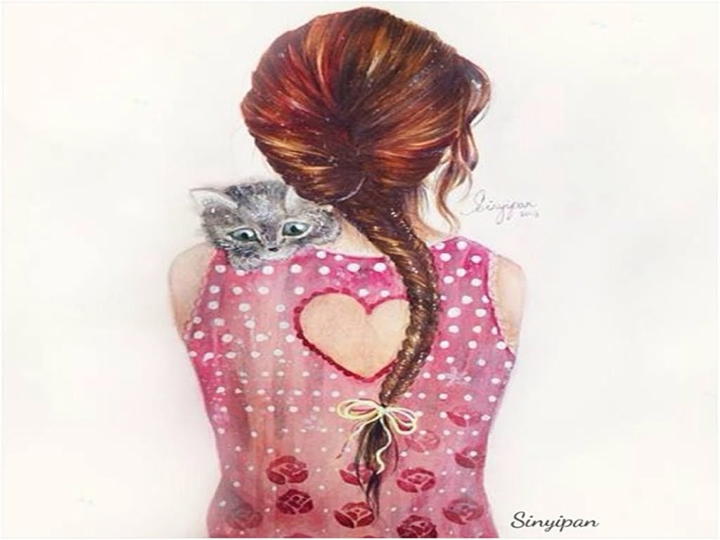 1024x768 How To Paint A Braided Hair Girl - Girl Hair Painting