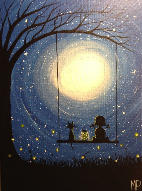 570x765 Fire Fly's Girl On Swing Painting 9 X 12 By Michael Prosper - Girl In A Swing Painting