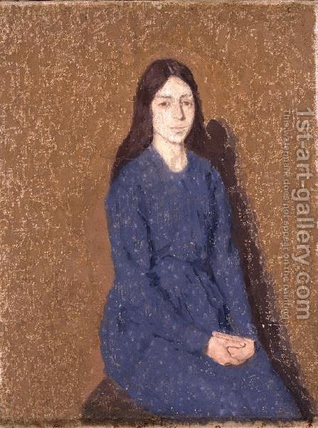 447x600 Girl In A Blue Dress Gwen John Reproduction 1st Art Gallery - Girl In Blue Dress Painting