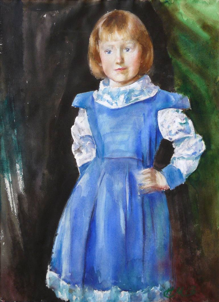 770x1060 Saatchi Art Portrait Of A Girl In Blue Dress Painting By Nikolai - Girl In Blue Dress Painting