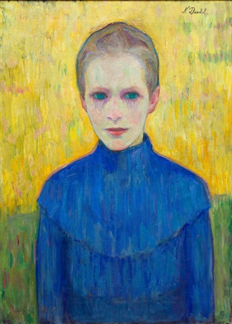 337x470 Flicka I Girl In A Blue Dress By Nils Dardel On Artnet - Girl In Blue Dress Painting