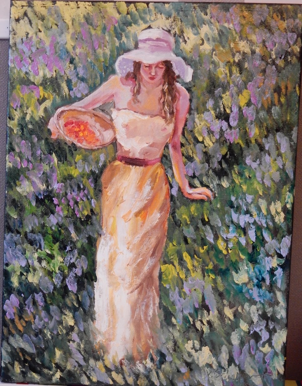 968x1235 Speed Oil Painting. Woman In A Field - Girl In Field Painting